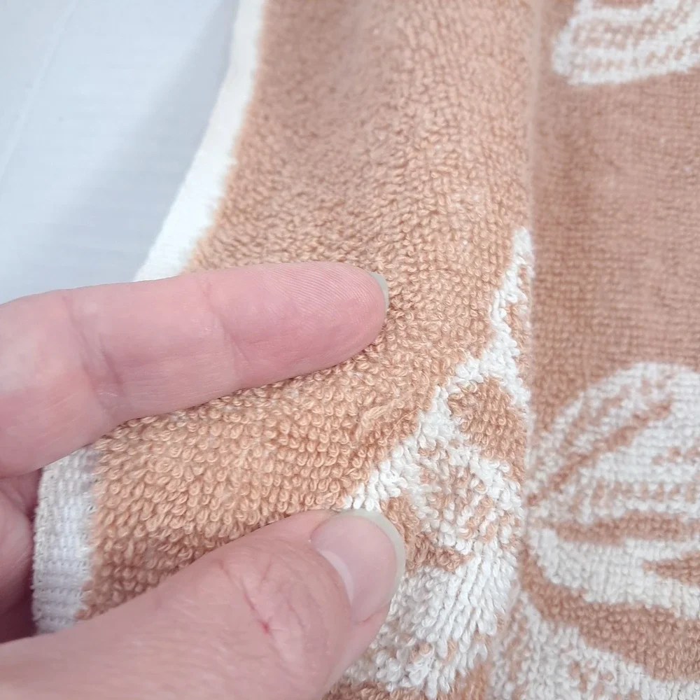 Vintage West Point Lady Pepperell Butterfly bath hand towel brown cream fringe